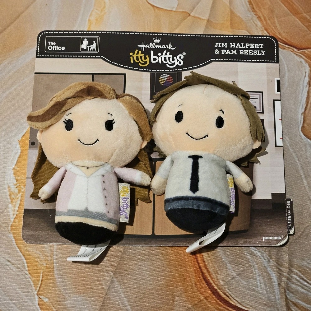The Office Hallmark Itty Bittys Jim & Pam Plush Set New on Card